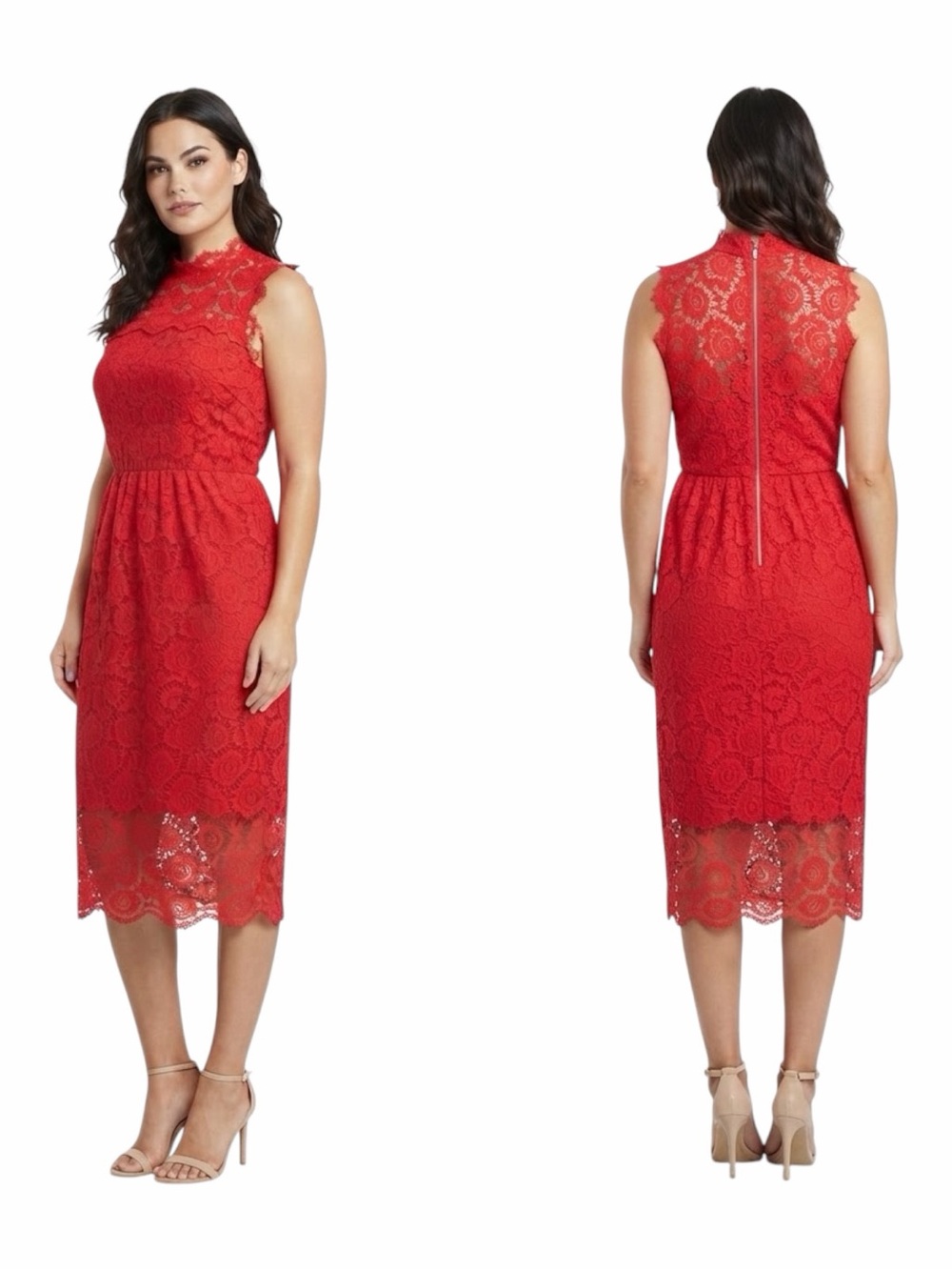 Kate Spade New York Poppy Floral Lace Midi Dress Red Size 14